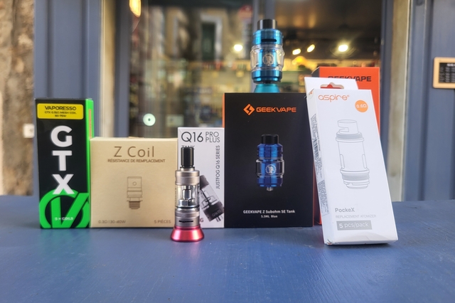 Résistances et clearomiser de Vaporesso, geek vape, voopoo, innokin, eleaf, aspire, justfog, joytech Chez La cigale catalane Céret, Le Boulou, Sai...