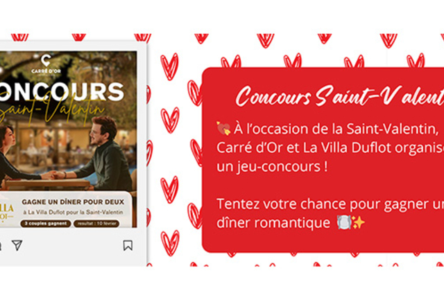 Concours spécial Saint-Valentin organisé par Carré d'Or : Gagnez un dîner romantique 