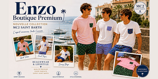 Enzo Perpignan vend des articles MC2 Saint Barth pour la Fête des Pères.