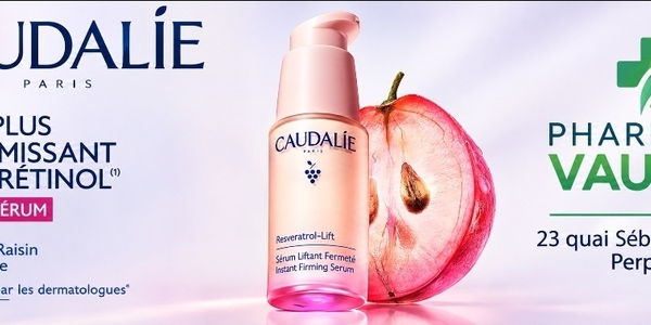Flacon du sérum raffermissant Caudalie Resveratrol-Lift disponible à la Pharmacie Vauban à Perpignan.