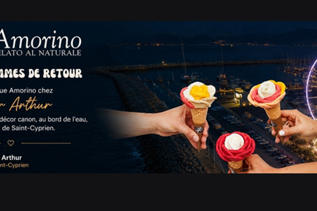 Dégustez des glaces artisanales Amorino sur le port de St Cyprien chez Monsieur Arthur.